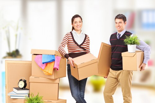 Packed student belongings prepared for transport in Catford