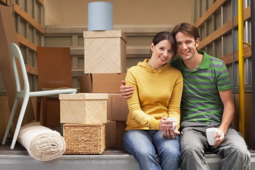 Careful loading of office furniture and equipment for relocation